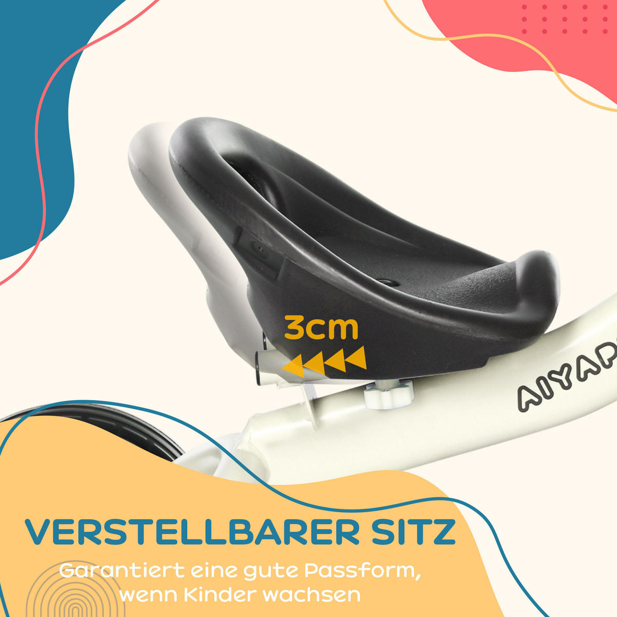 DREIRAD, Kinderfahrrad mit verstellbarer Sitz, Kinderrad für Kinder 2-5 Jahre - Weiß, Metall (70.5/53/58cm) - AIYAPLAY