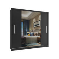SCHWEBETÜRENSCHRANK Verona ME, Schwarz Matt, 200 cm, mit Spiegel - Schwarz, Holz (200/216/60cm) - B BELINI GROUP
