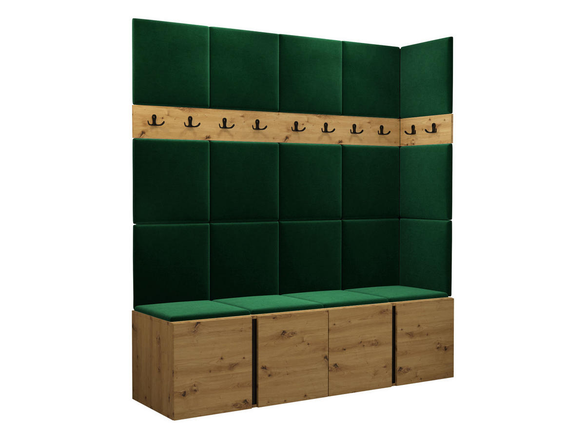 GARDEROBEN-SET Orion II - Eiche Artisan/Grün, Holzwerkstoff/Kunststoff (168/186/46cm) - MIRJAN24