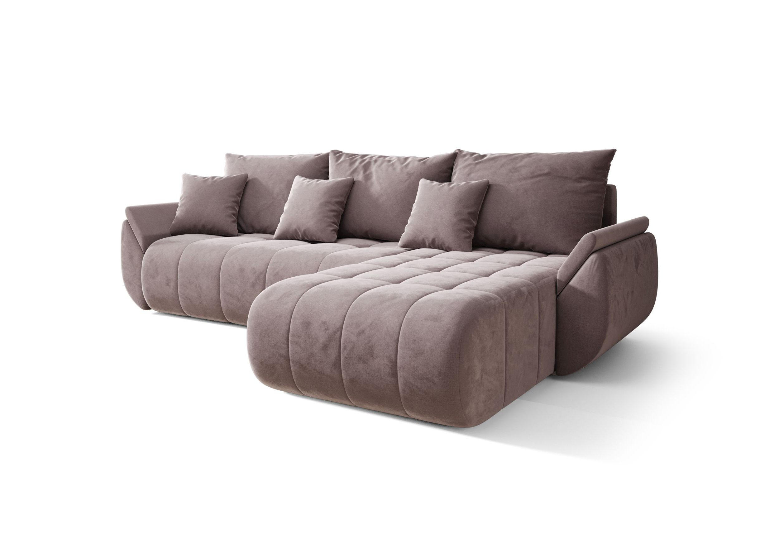 ECKSOFA mit Schlaffunktion TOKYO R Monolith 62 Rechts - Hellbraun, Textil (280/185cm) - Bedante