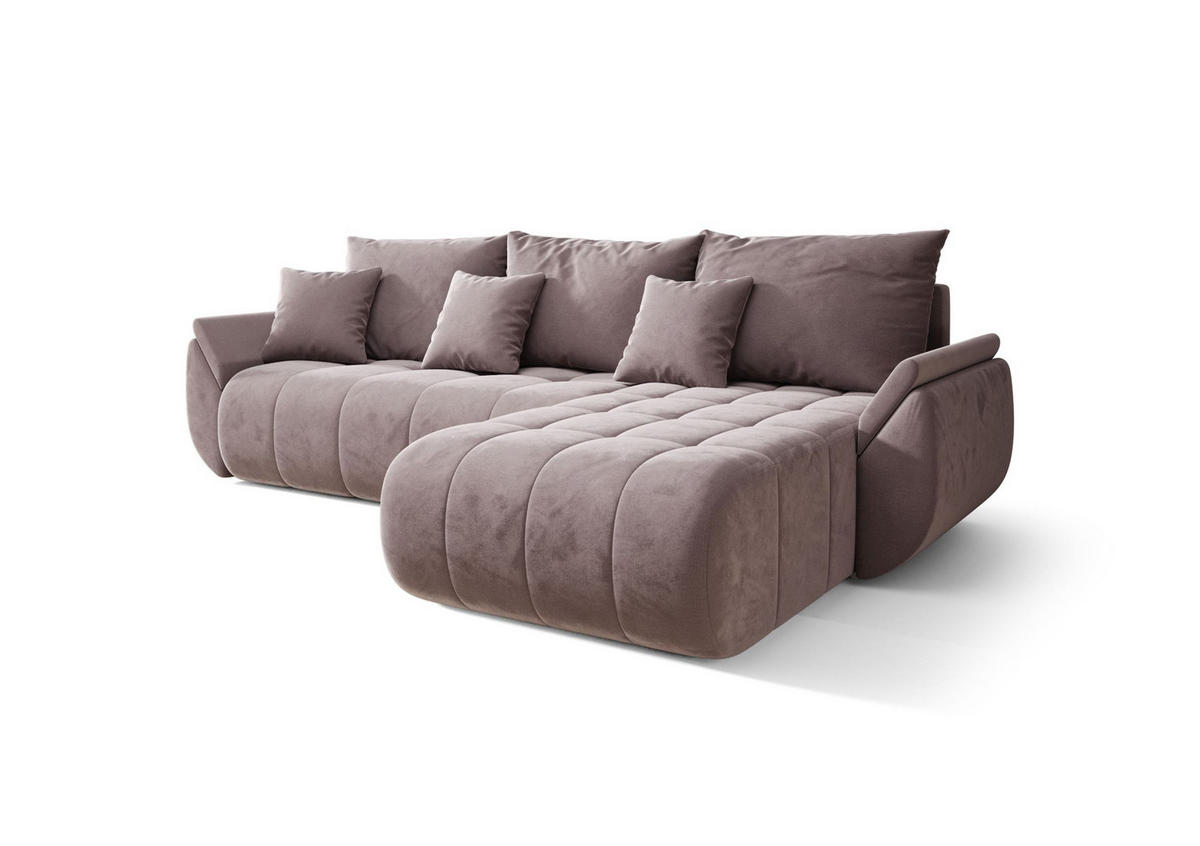 ECKSOFA mit Schlaffunktion TOKYO R Monolith 62 Rechts - Hellbraun, Textil (280/185cm) - Bedante