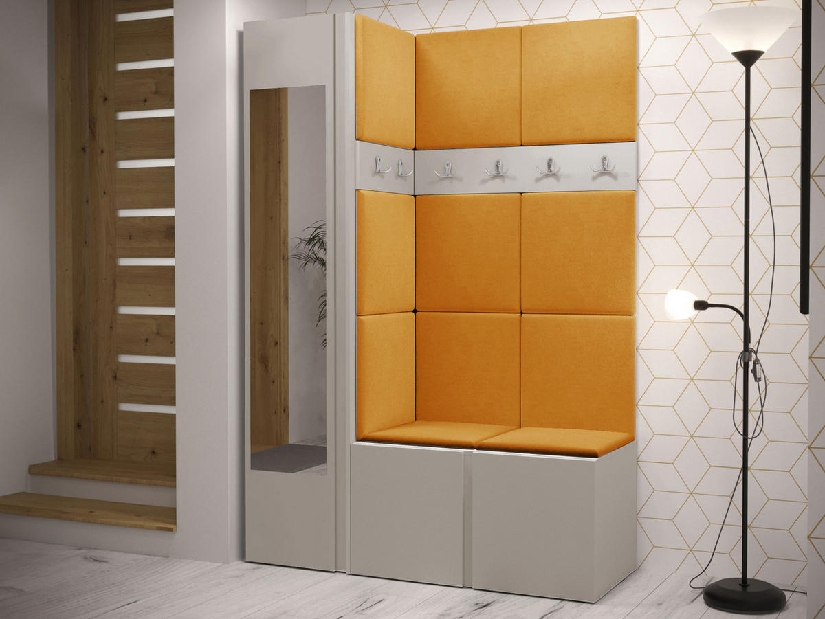 GARDEROBEN-SET Orion X - Kaschmir/Orange, Holzwerkstoff/Kunststoff (124/186/46cm) - MIRJAN24