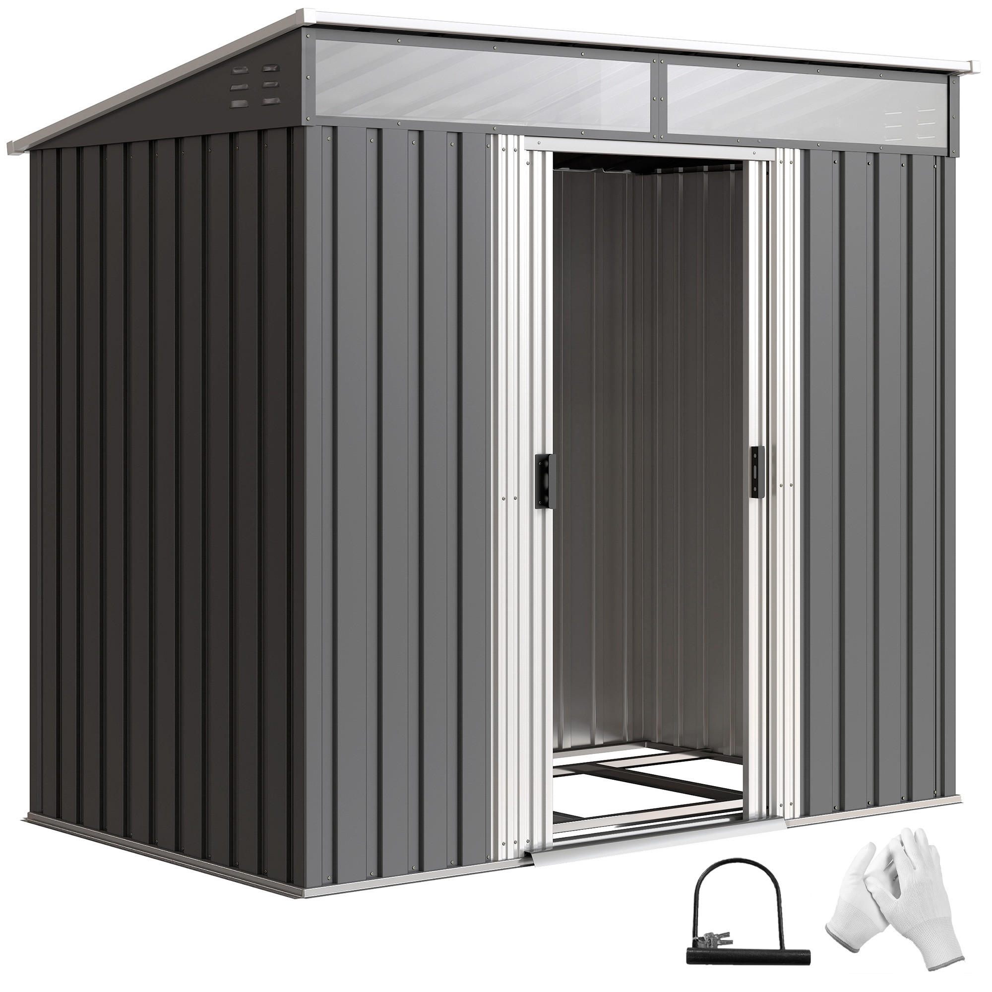 GARTENHAUS Grau 1 Stück - Grau, Kunststoff/Metall (122/181.5/195cm) - GiPP