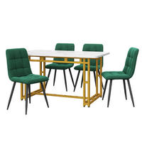 TISCHGRUPPE 5-tlg 120x70cm Gold mit 4 Samtstühlen Dunkelgrün - Grün, Metall (71.76/12.07/86.36cm) - Raelunyi