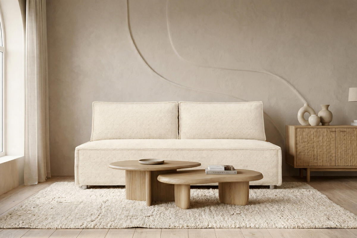 SCHLAFSOFA Mit Bettkasten DUO, Stoff Poso, Ecru - Ecru, Holz (198/89/90cm) - Kaiser Möbel