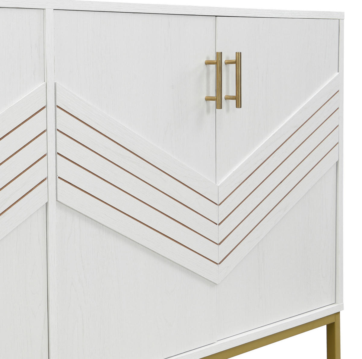 KOMODA z MDF 160x40x80,5 cm bílá s dekorem dřeva se 4 dvířky a nastavitelnými policemi - bílá, kompozitní dřevo (160/80.5/40cm) - Modfu