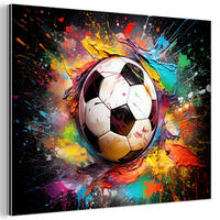 KOVOVÝ OBRAZ Futbal - Farba - Farby - Čierna - Biela 40x30 cm - biela, kov (40/30cm) - MuchoWow