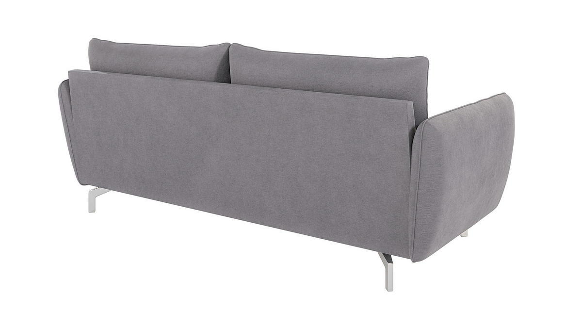 3-SITZER-SOFA Elou Grau Microfaser - Chromfarben/Grau, Holz/Textil (203/87/92cm) - S-Style Möbel