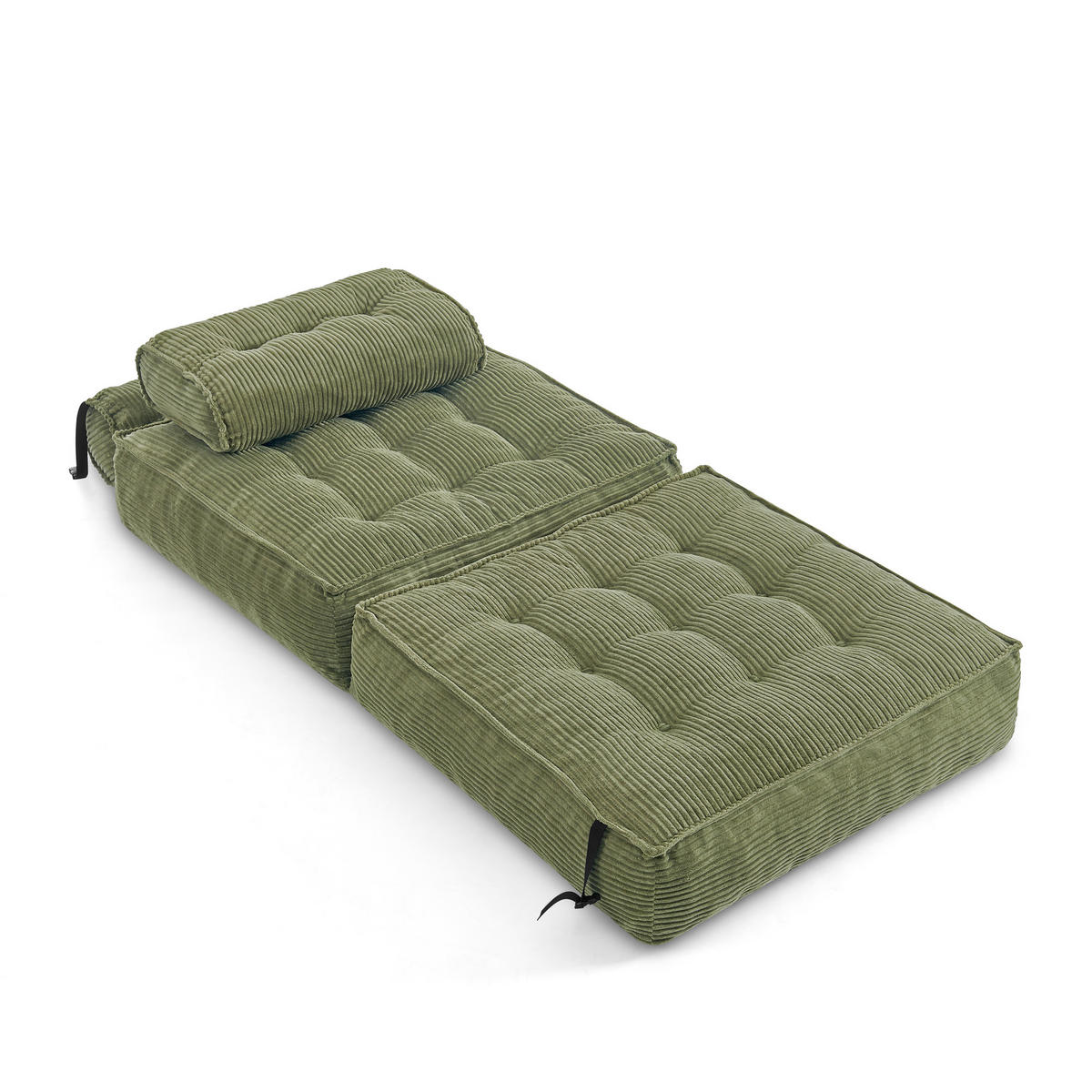 SCHLAFSESSEL 2-in-1 aus weichem Cord, klappbar als Loungesessel und Gästebett - Grün, Kunststoff (85/85/85cm) - Urban Meuble