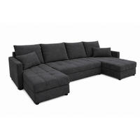 WOHNLANDSCHAFT AURELIA – Ecksofa in U-Form mit Schlaffunktion, Bettkasten & Kissen Stoff KRONOS 287 cm Anthrazit - Anthrazit, Kunststoff (287/140cm) - Wohnideebilder
