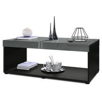 COUCHTISCH Pure Tischplatte und Blenden in Grau Hochglanz - Grau, Holzwerkstoff (58/104/40.5cm) - Vladon