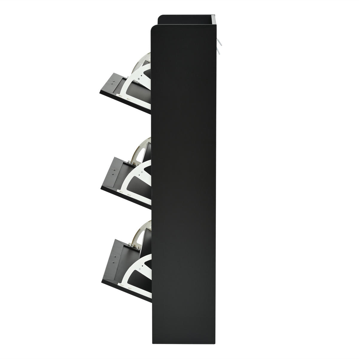 SCHUHSCHRANK aus MDF & Spanplatte 140x24x120cm in Schwarz 2er Set - Schwarz, Holzwerkstoff (140/120/24cm) - Modfu