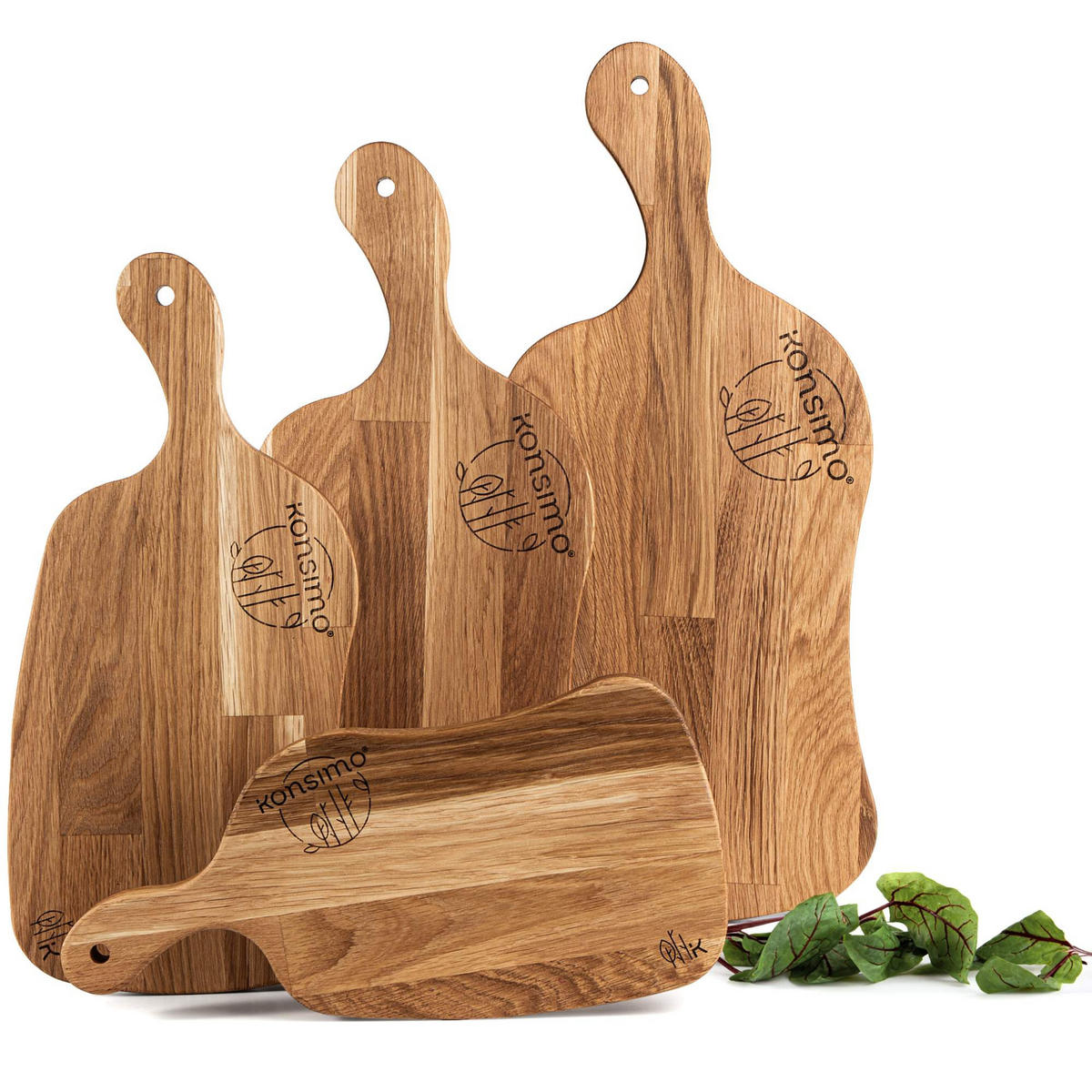 SCHNEIDEBRETT Holz Eiche geölt LIVO 4-tlg - Eichefarben, Holz (23/49cm) - KONSIMO®