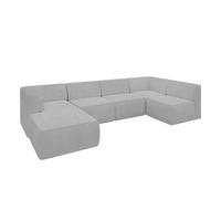WOHNLANDSCHAFT Ottomane Links MOVO-L 345x180x78 cm Grau Cord - Grau, Holzwerkstoff/Kunststoff (345/78/180cm) - ALTDECOR