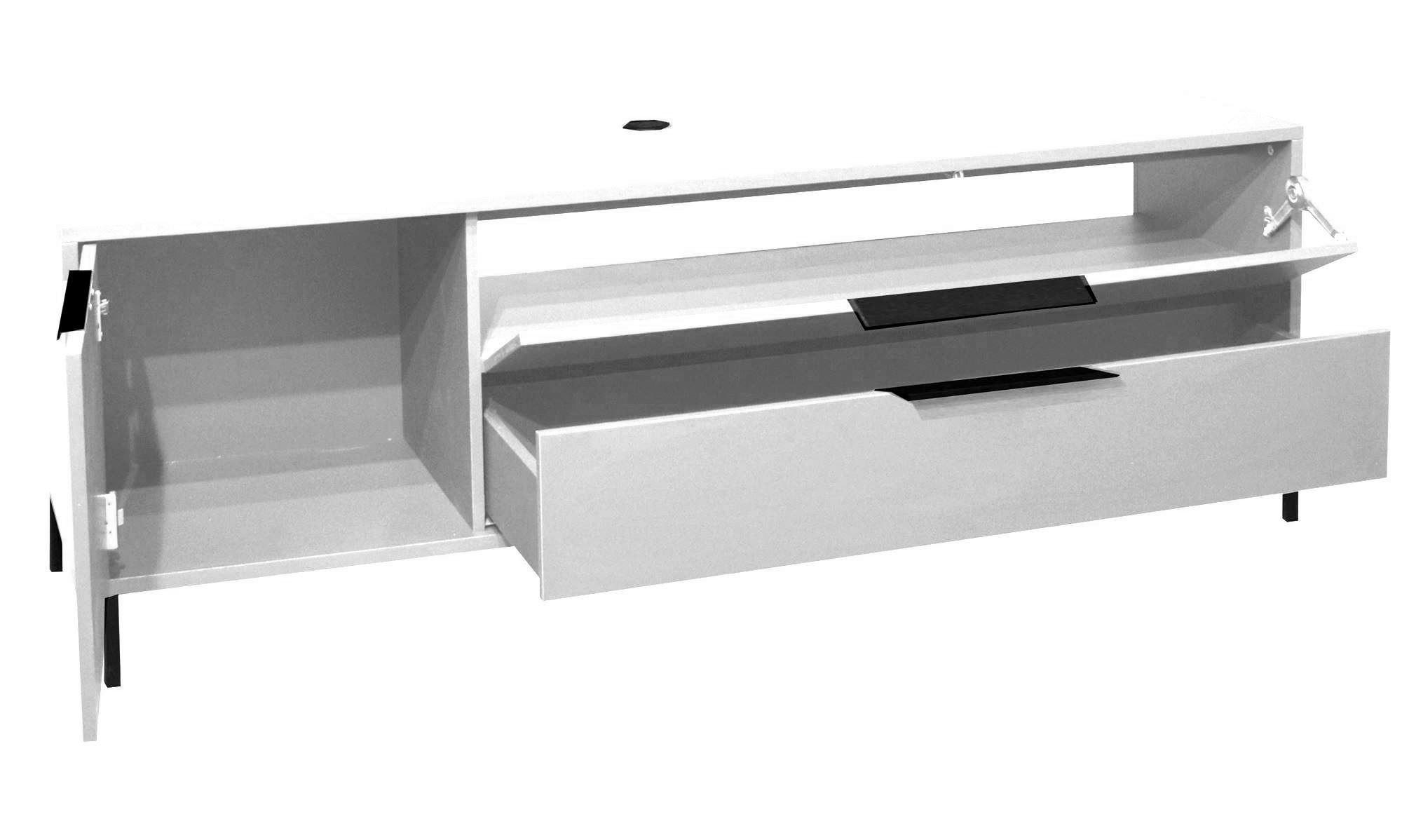 LOWBOARD Erna 168x45x62 Kreidegrau matt Lack - Hellgrau, Holzwerkstoff (168/62/45cm) - 58aufmkessel