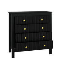 KOMMODE aus Spanplatte 79x39,5x80,5cm in Schwarz mit 5 Schubladen - Schwarz, Holzwerkstoff (80.5/80.5/39.5cm) - Modfu