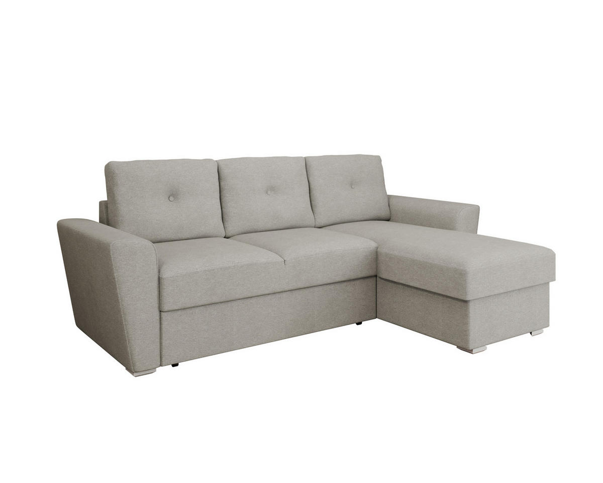 ECKSOFA Bellano Ecksofa L-Form- links oder rechts montierbar, hellgrau - Hellgrau, Holz (243/156cm) - Homesy