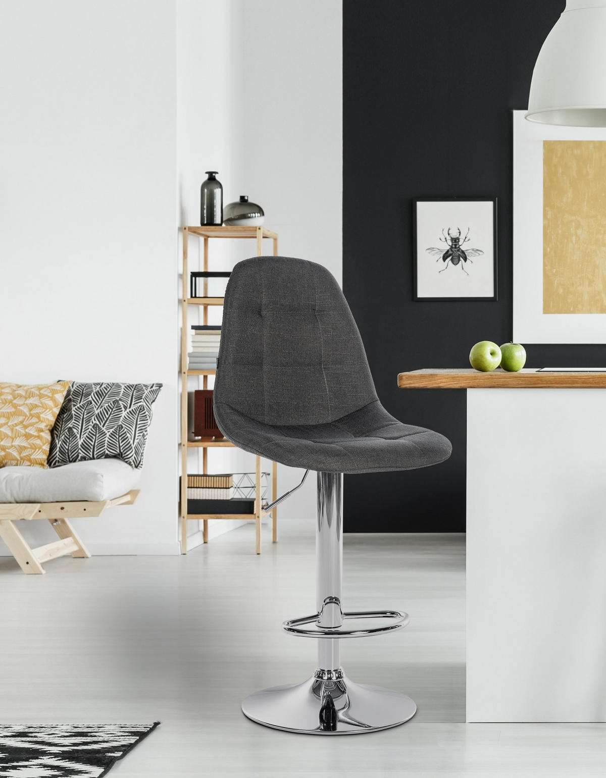 BARHOCKER Elmore 99-120x47x56 cm dunkelgrau - Dunkelgrau, Metall (47/99/56cm) - furnicato