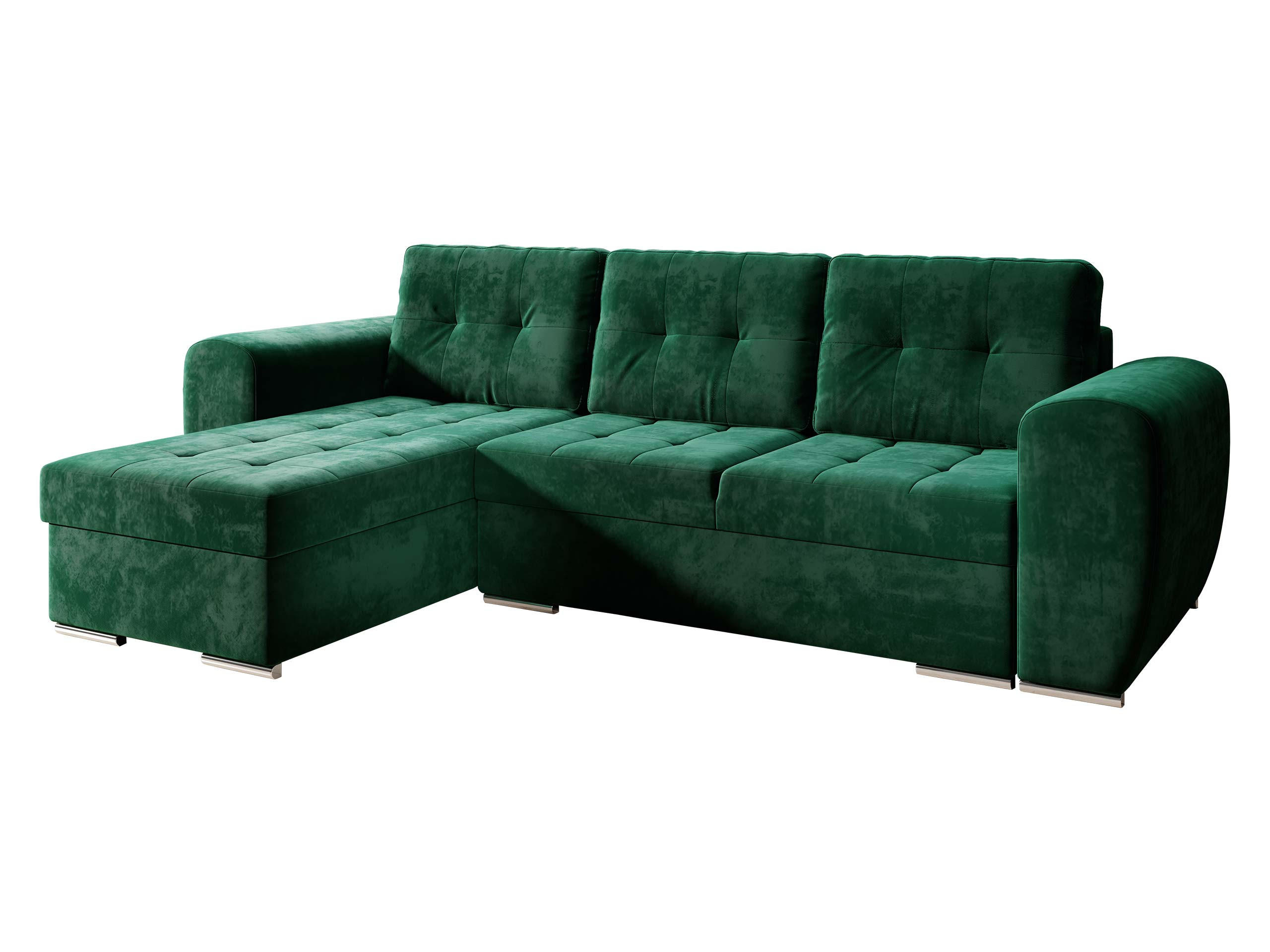 ECKSOFA Bari - Smaragdgrün/Silberfarben, Holz/Textil (256/157cm) - MIRJAN24