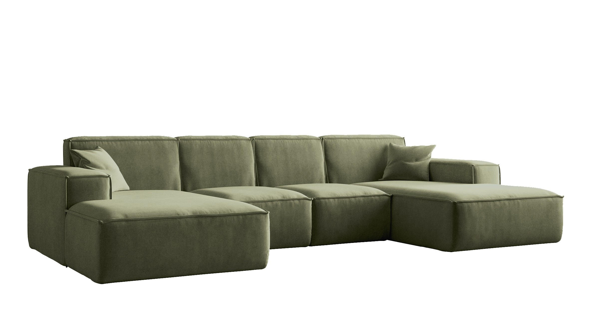 ECKSOFA U-Form Siena, U-förmiges Ecksofa, Stoff Salvador Olive - Olivgrün, Holz/Textil (344/165cm) - Kaiser Möbel