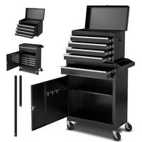 WERKZEUGKOFFER 2-in-1-Werkstattwagen 5 Schubladen Rollbarer Werkzeugschrank Abschließbar - Schwarz, Metall (10/10/10cm) - Raelunyi