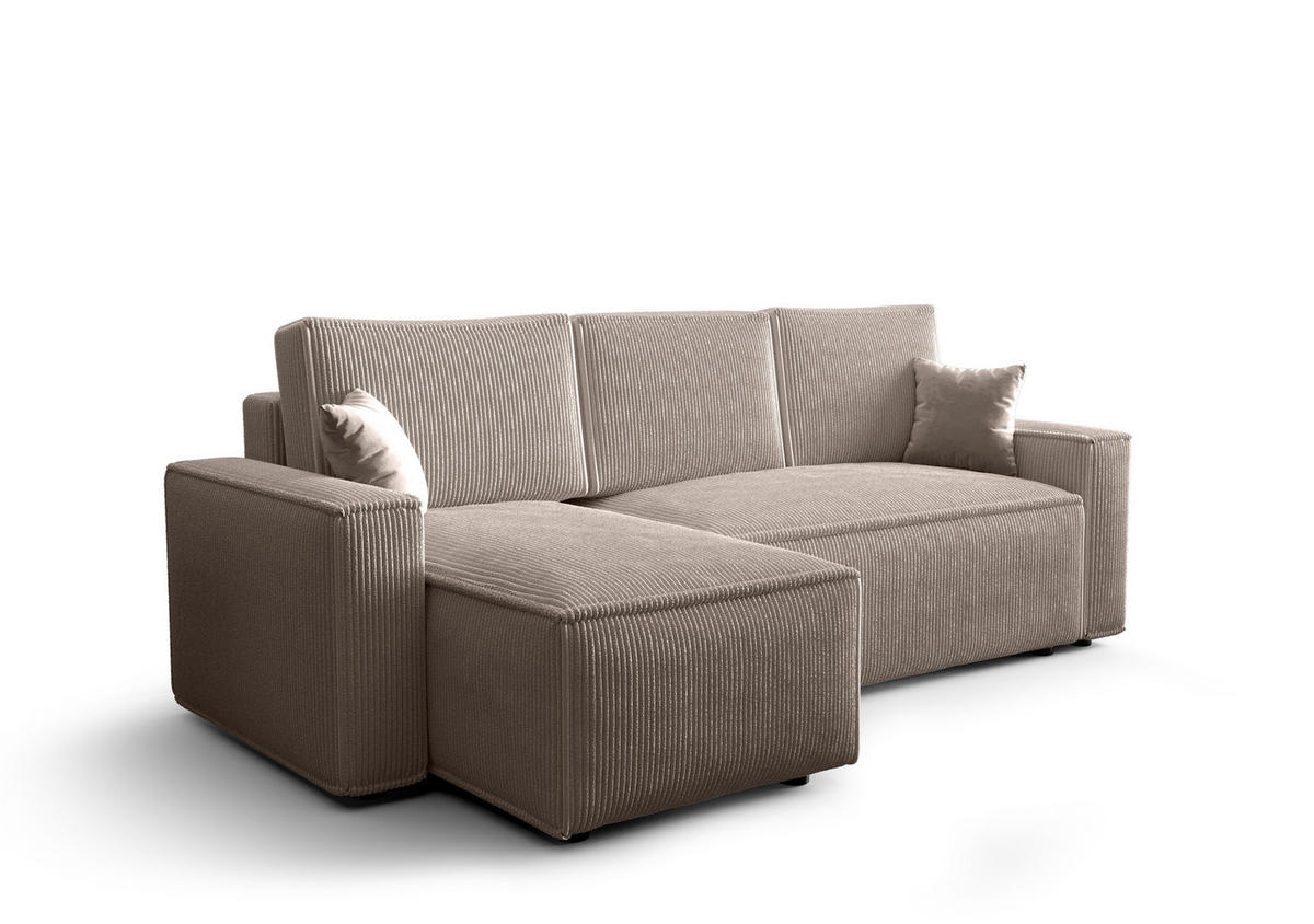 ECKSOFA L AMBRO Poso 02 Links mit Schlaffunktion - Beige, Textil (232/143cm) - Bedante