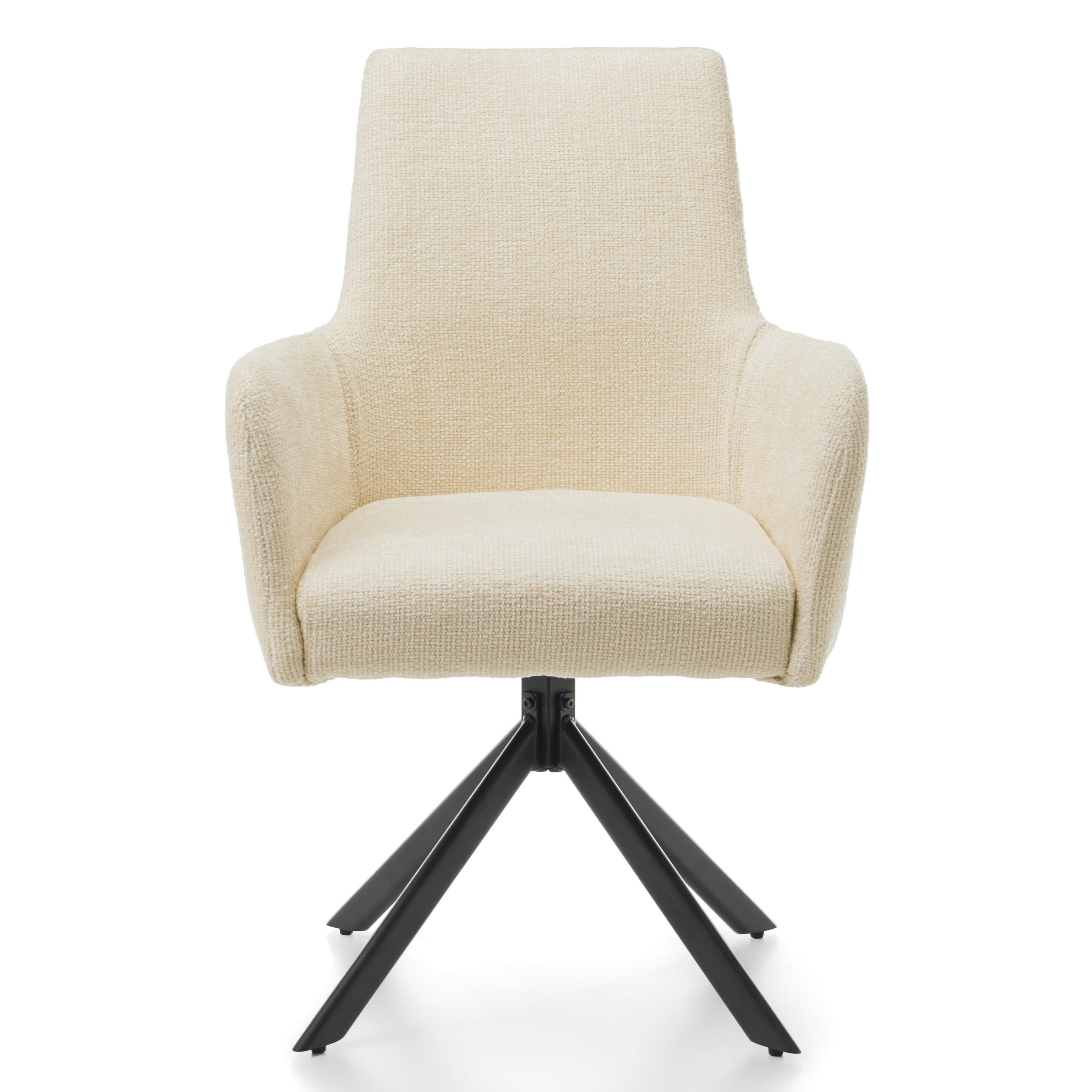 STUHL TITO gepolstert mit Steppung - hellbeige - Chenille - Beige/Schwarz, Textil/Metall (60/93/64cm) - NEW HOME