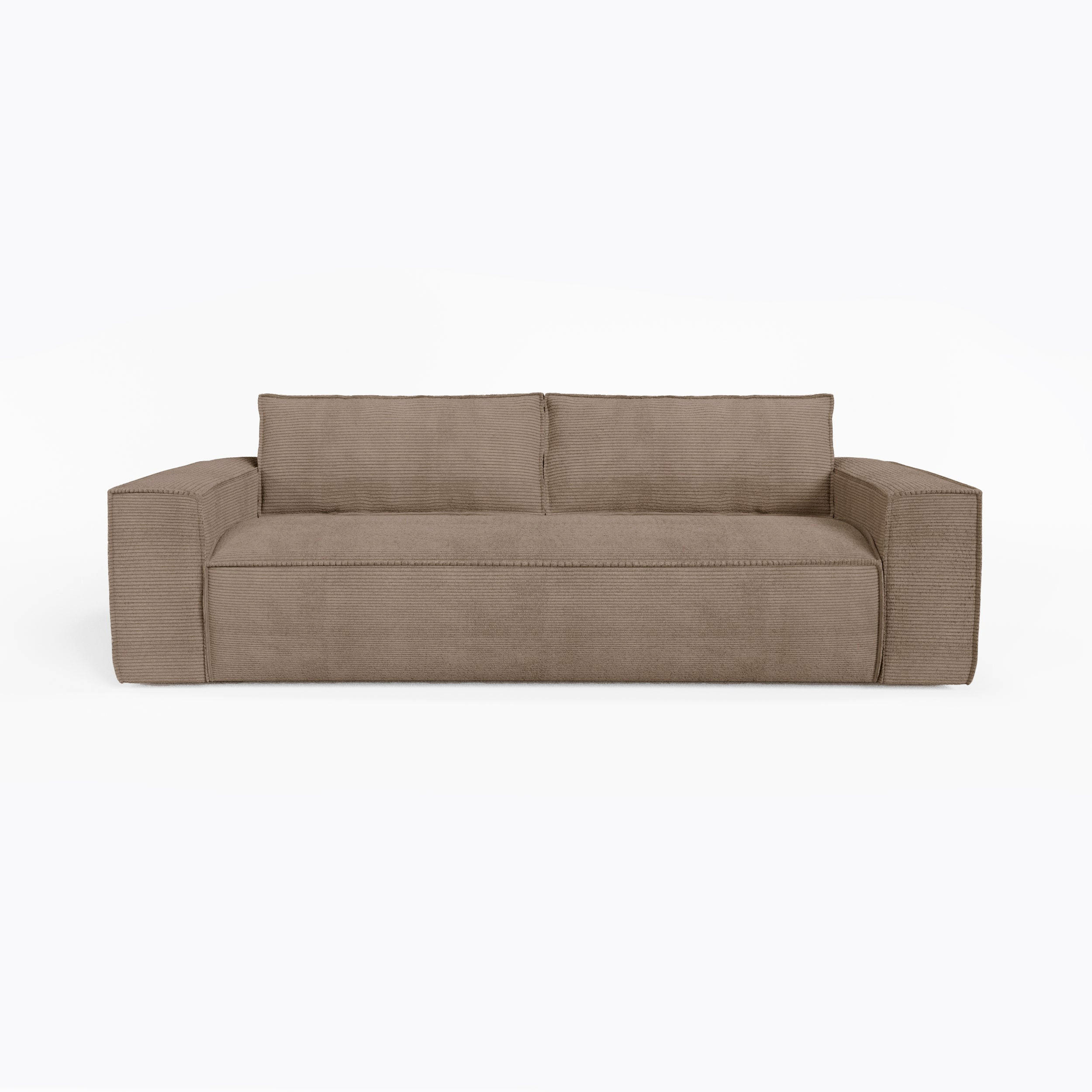 EXPRESS-SOFA umwandelbar Matratze Dunlopillo 160cm Velours côtelé Taupe 234cm - Taupe, Textil (234/90/100cm) - Sia Home