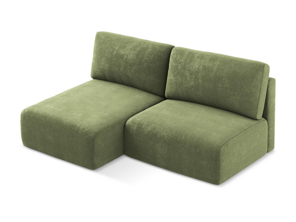 ECKSOFA mit Schlaffunktion links Chenille Stoff Grün - Schwarz/Grau, Kunststoff/Textil (149/210cm) - Makamii