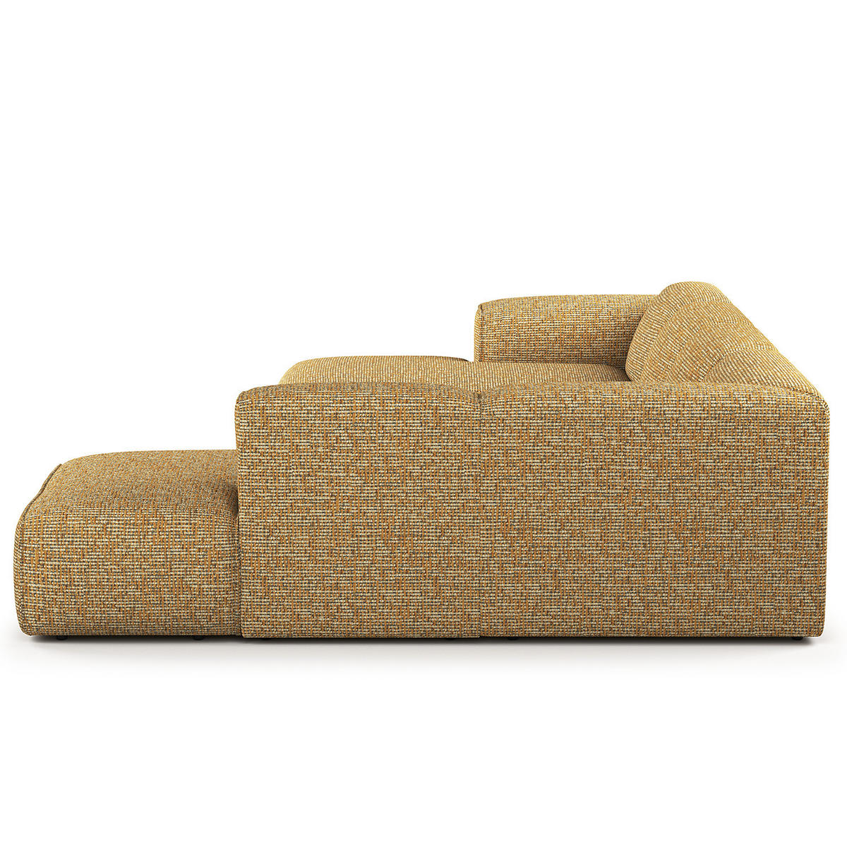 WOHNLANDSCHAFT mit Longchair - Schwarz/Honig, Kunststoff/Textil (325/71/235cm) - home24