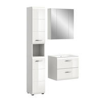 BADEZIMMER 3 tlg. Alba Bad in weiß und weiß hochglanz B/H/T: 105x185x46 cm - Weiß, Holz (105/185/46cm)