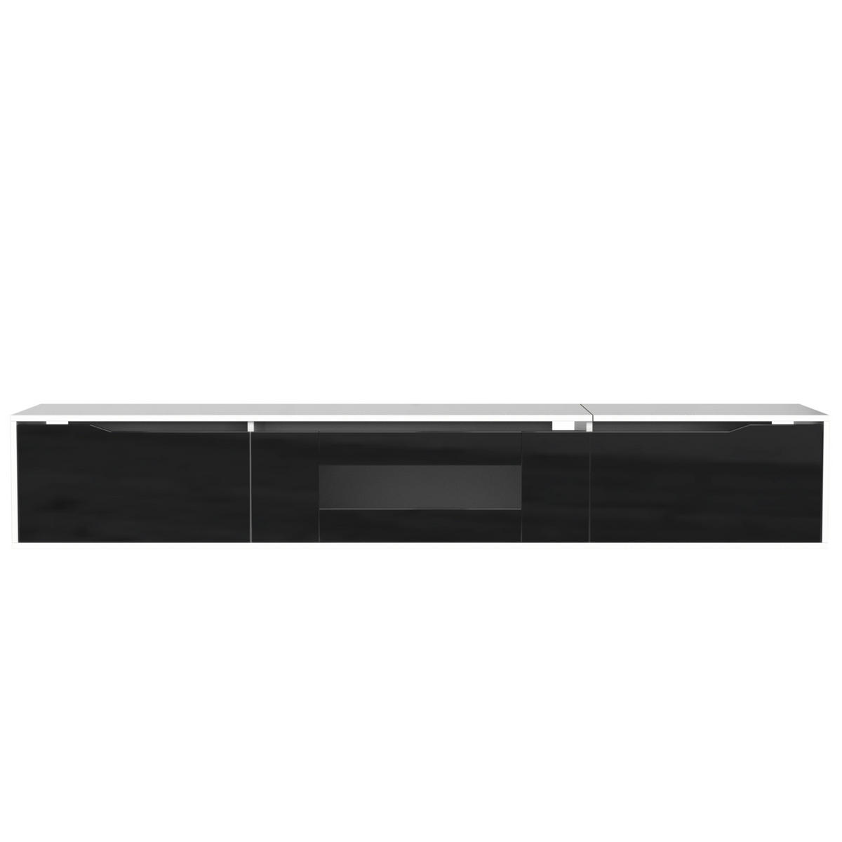 TV-SCHRANK in Weiß und Schwarz Hochglanz mit LED 180/35/30 cm - Schwarz, Holzwerkstoff (180/35/30cm) - Redom
