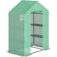 GEWÄCHSHAUS aus Kunststoff 143x74x190 cm in Grün mit Rolltür & Fenster - Grün, Kunststoff (74/190/143cm) - Modfu