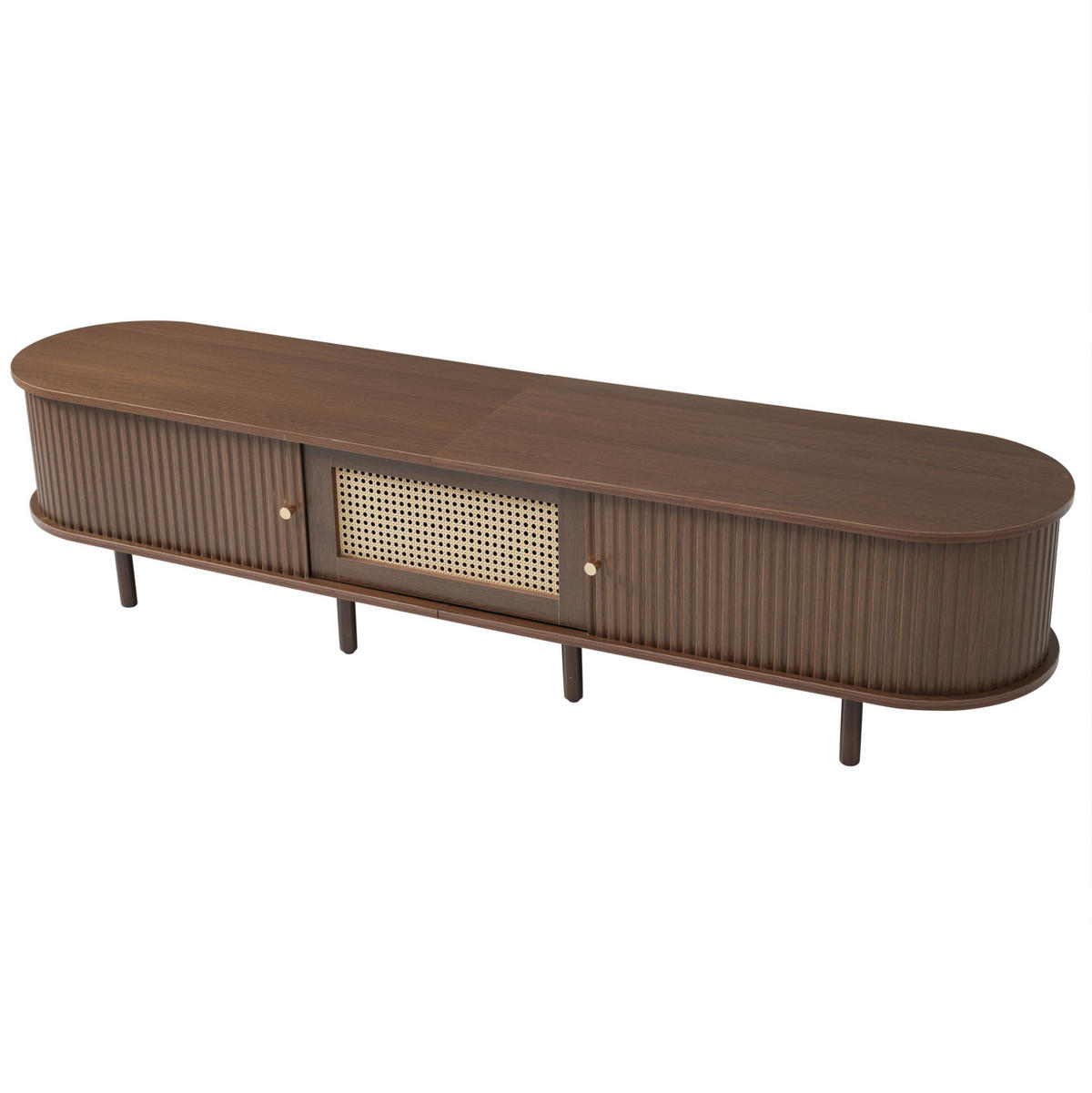TV-ELEMENT mit Schublade und 2 Schiebetüren 180 x 40 cm MDF dunkle Walnussfarbe - Braun, Holzwerkstoff (40/40/180cm) - Beauniv