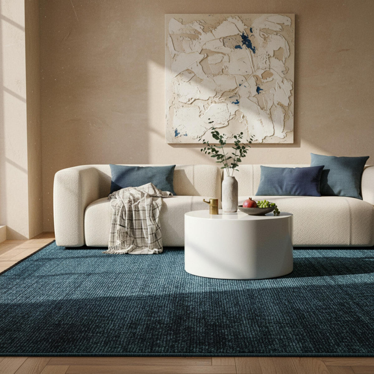 TEPPICH Kurzflor Unicolor Chenille Baumwolle Innen Blau Rechteckig 120x170 - Blau, Textil (120/170cm) - KADIMA DESIGN