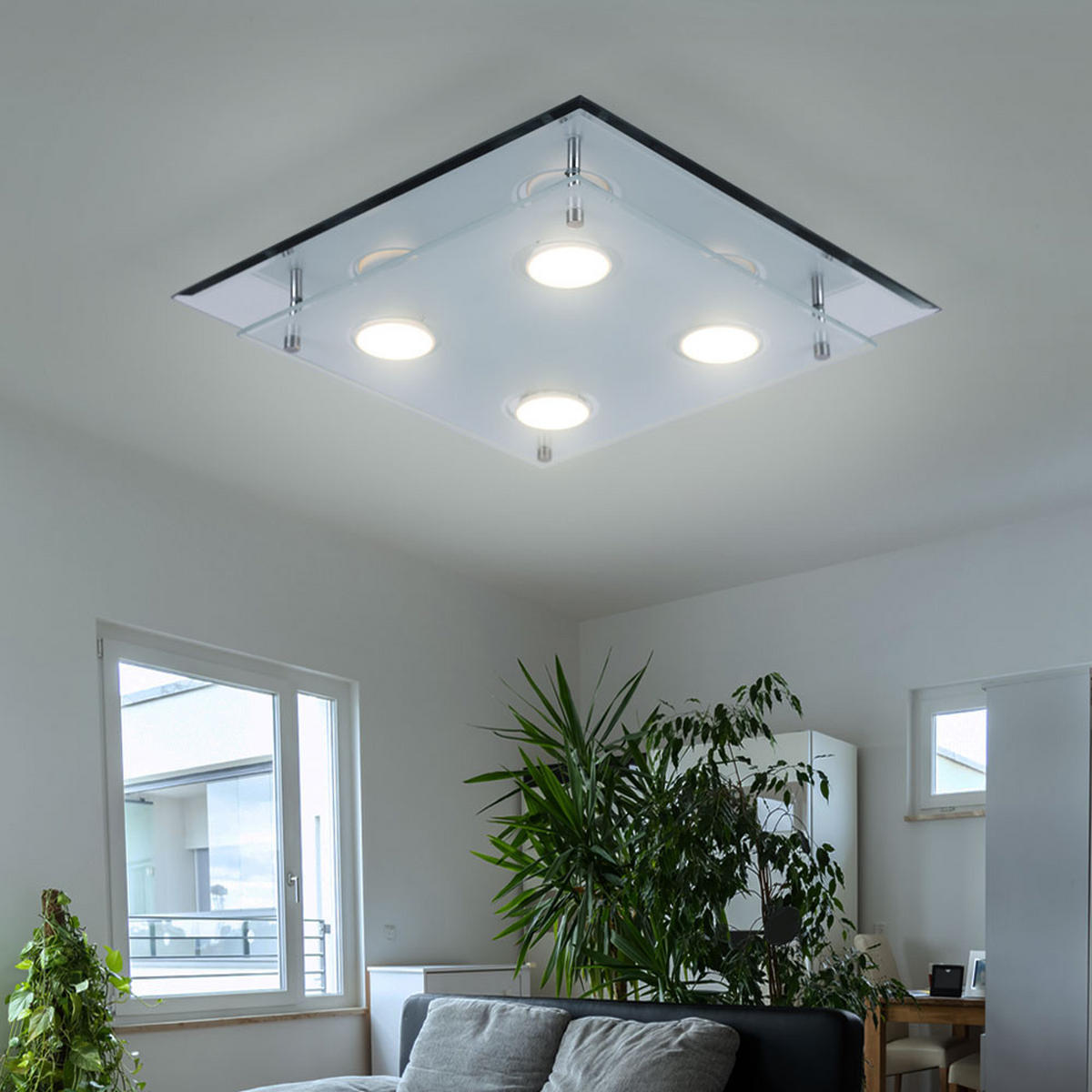 LED DECKENLEUCHTE ARENA Chrom Silber - Silberfarben, Glas (34/34/8cm) - Esto