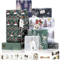 GESCHENKPAPIER Set Weihnachten 8 Blatt 70x50cm Mattes Kraftpapier mit Anhängern und Aufklebern - Multicolor, Papier (50/50/70.1cm)