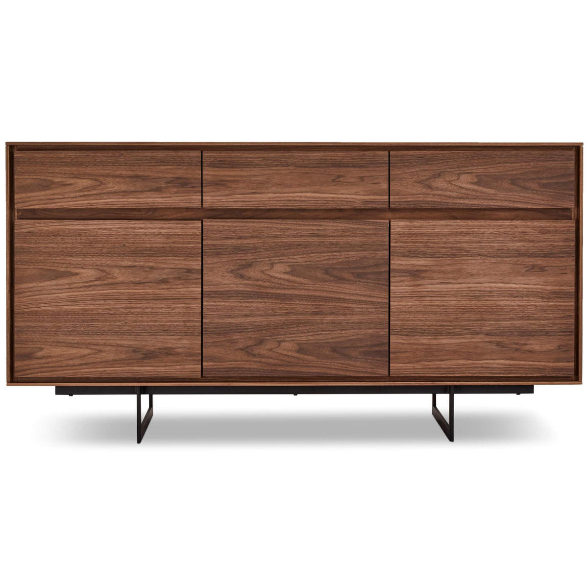 SIDEBOARD Amerikanisches Walnussfurnier - Walnussfarben/Schwarz, Holzwerkstoff/Metall (155/82/45cm) - Furnhouse