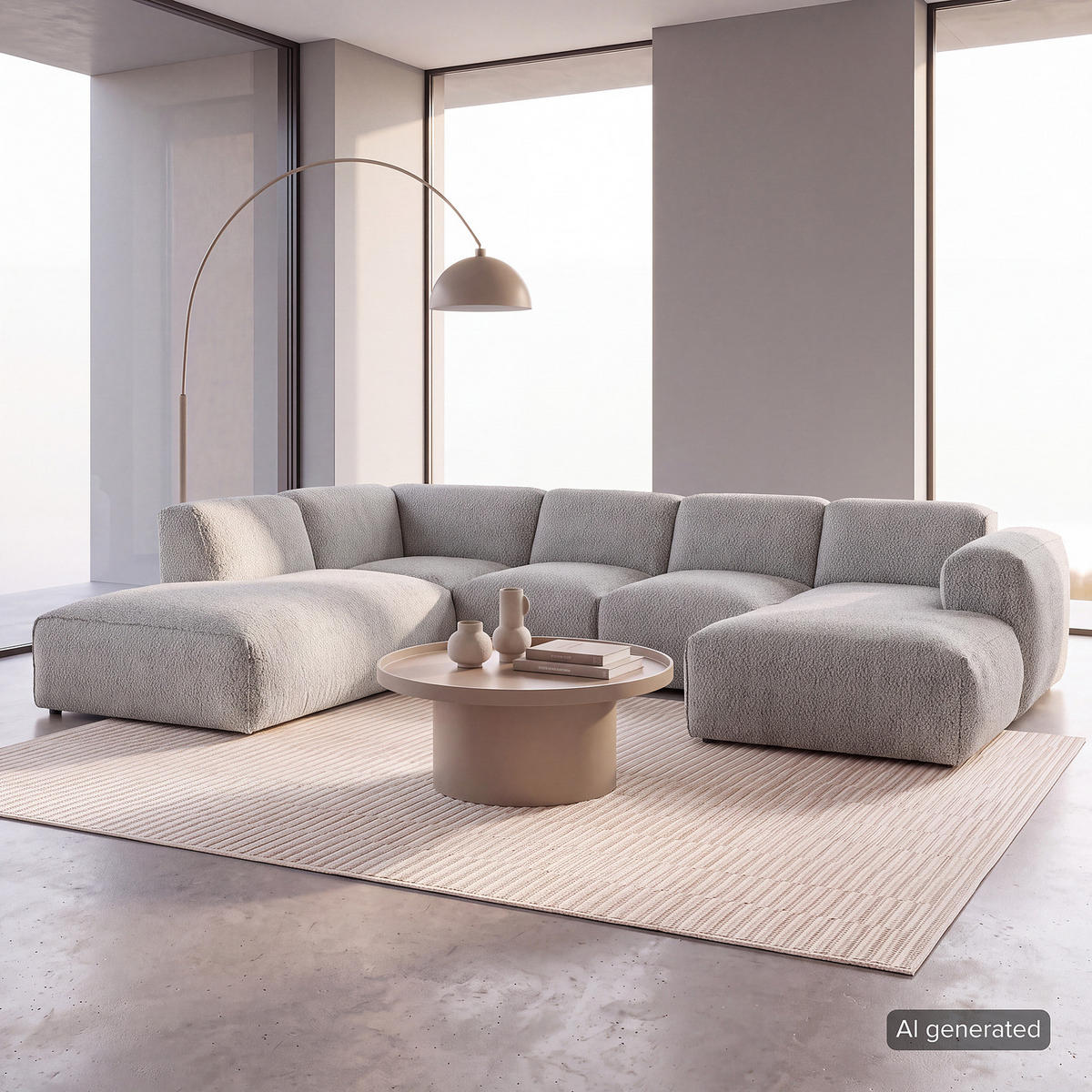 WOHNLANDSCHAFT mit Longchair - Schwarz/Grau, Kunststoff/Textil (325/71/235cm) - home24