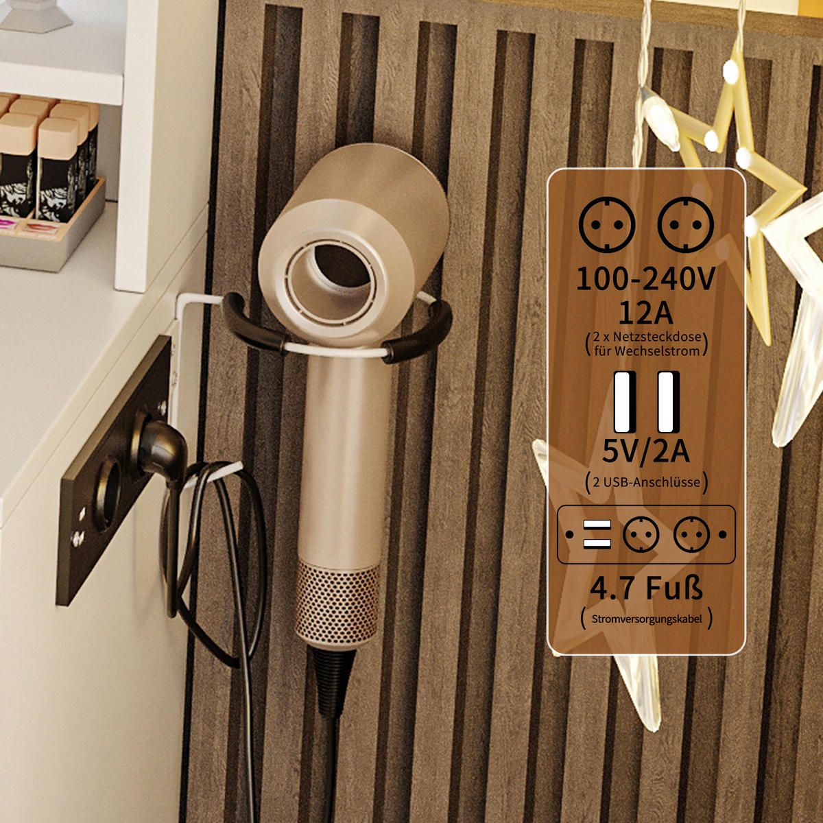 SCHMINKTISCH LED USB 4 Schubladen Hocker weiß - Weiß, Holz (40/140/90cm) - Fortuna Lai