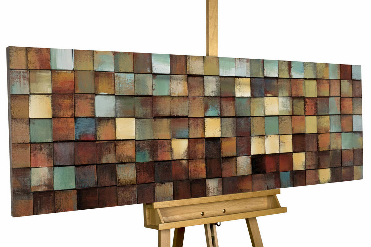 HOLZBILD Braun 144/44 cm - Braun/Grün, Holz (144/44cm) - KUNSTLOFT