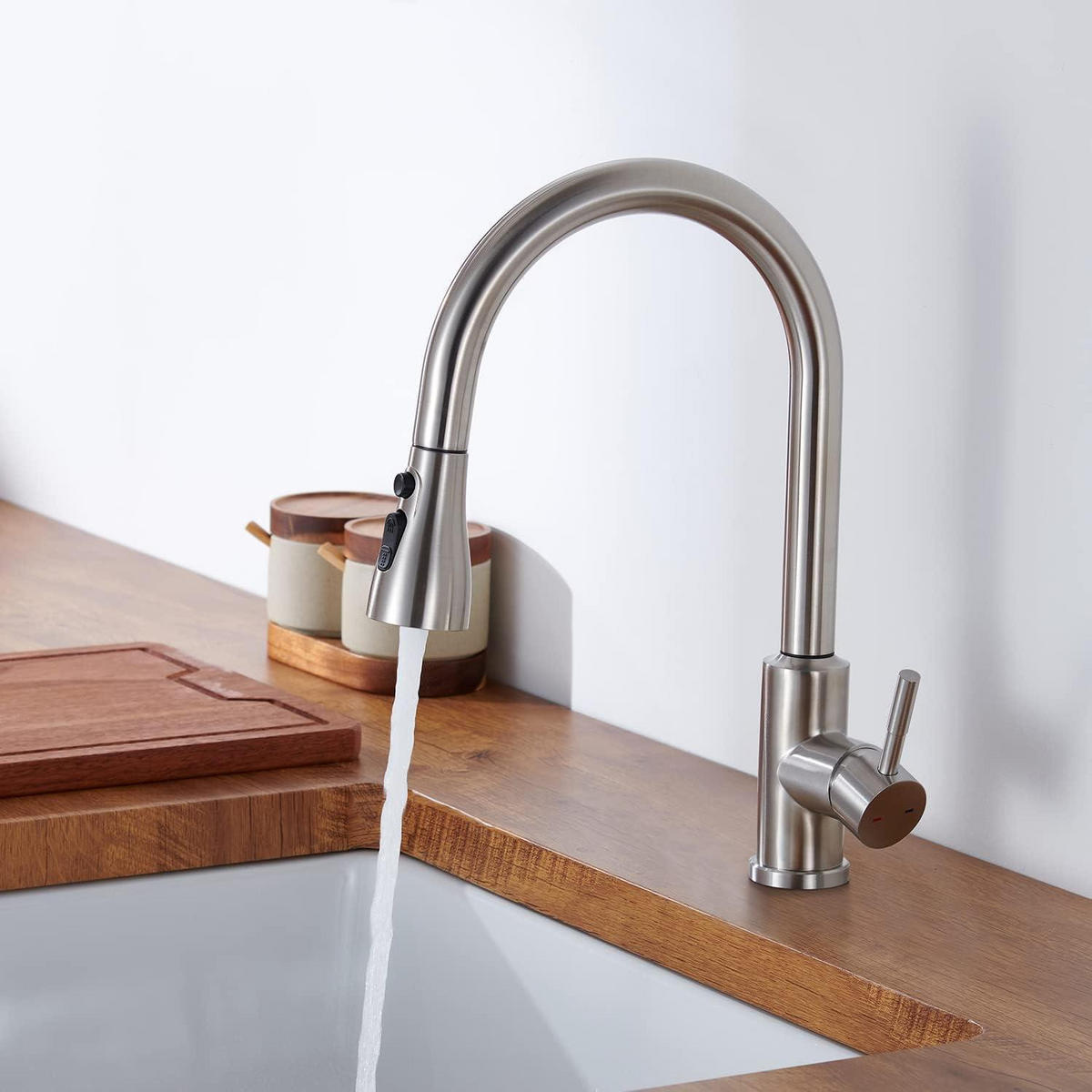 KÜCHENARMATUR Brausekopf mit 3 Funktionen Nickel Gebürstet - Silberfarben, Kunststoff (5.2/2/10.1cm)