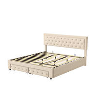 POLSTERBETT 160x200 cm, Beige, Lattenrost und Schubladen - Beige, Textil/Metall (160/200cm)
