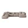 MODULARES-PANORAMASOFA links Martina aus strukturiertem Stoff dunkelbeige 5 Sitzplätze - Mokka, Textil (280/75/406cm) - Micadoni