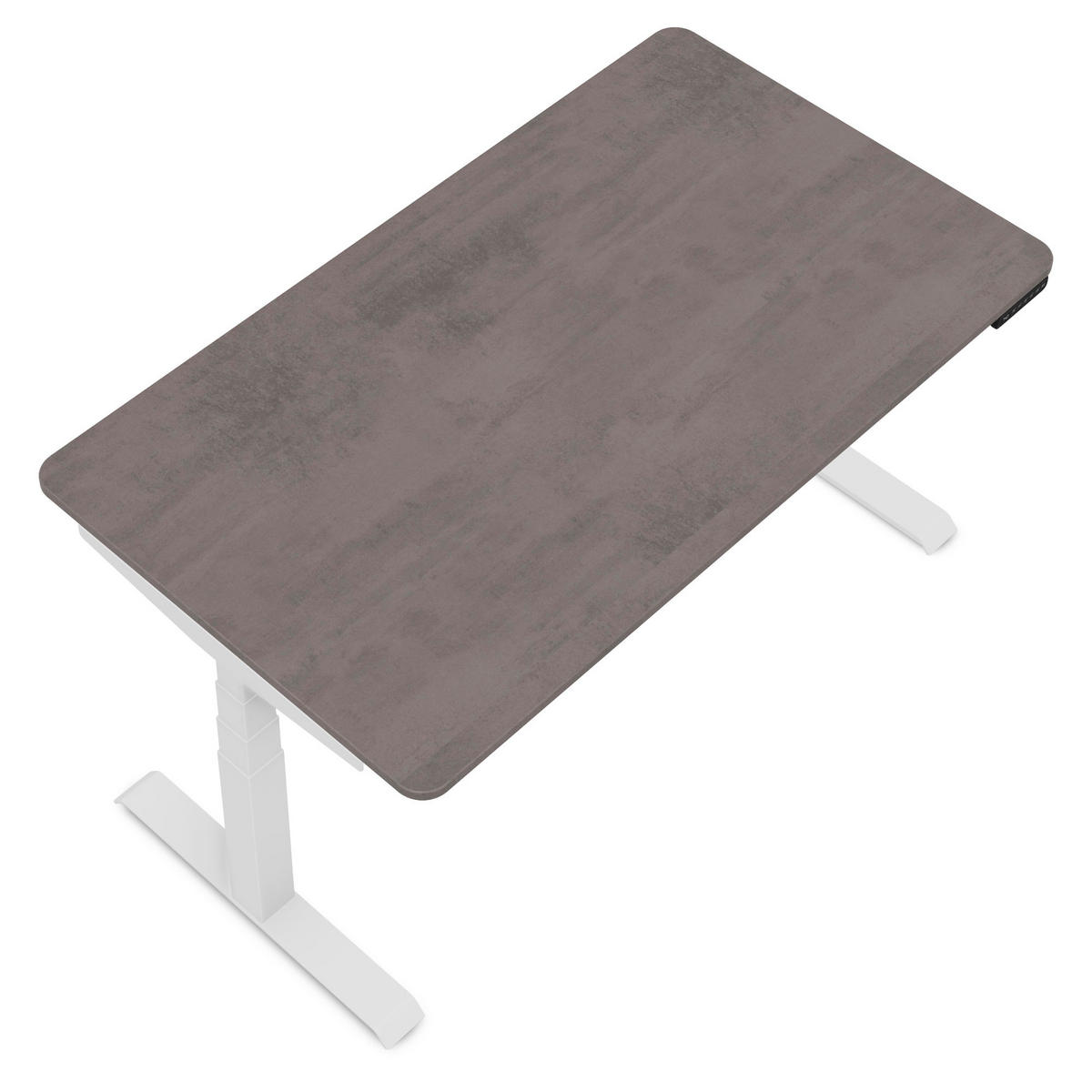 SCHREIBTISCH Elektrisch Höhenverstellbarer Familien Schreibtisch Pitino Curved Sichtbeton Anthrazit Signalweiß 120/70/52.5-121cm - Schieferfarben/Weiß, Holzwerkstoff/Metall (70/120/121cm) - ASSMANN