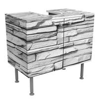 WASCHBECKENUNTERSCHRANK Ashlar Masonry 60/55/35 cm - Schwarz, Holzwerkstoff (60/55/35cm) - Bilderwelten