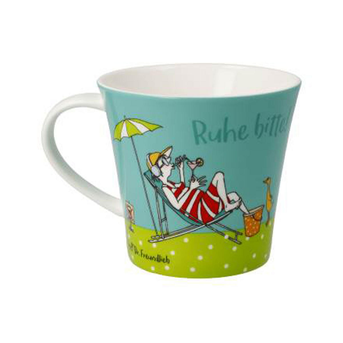 TEETASSE Freundlieb - Ruhe Bitte!, Fine Bone China - Multicolor, Keramik (0.35L) - Goebel