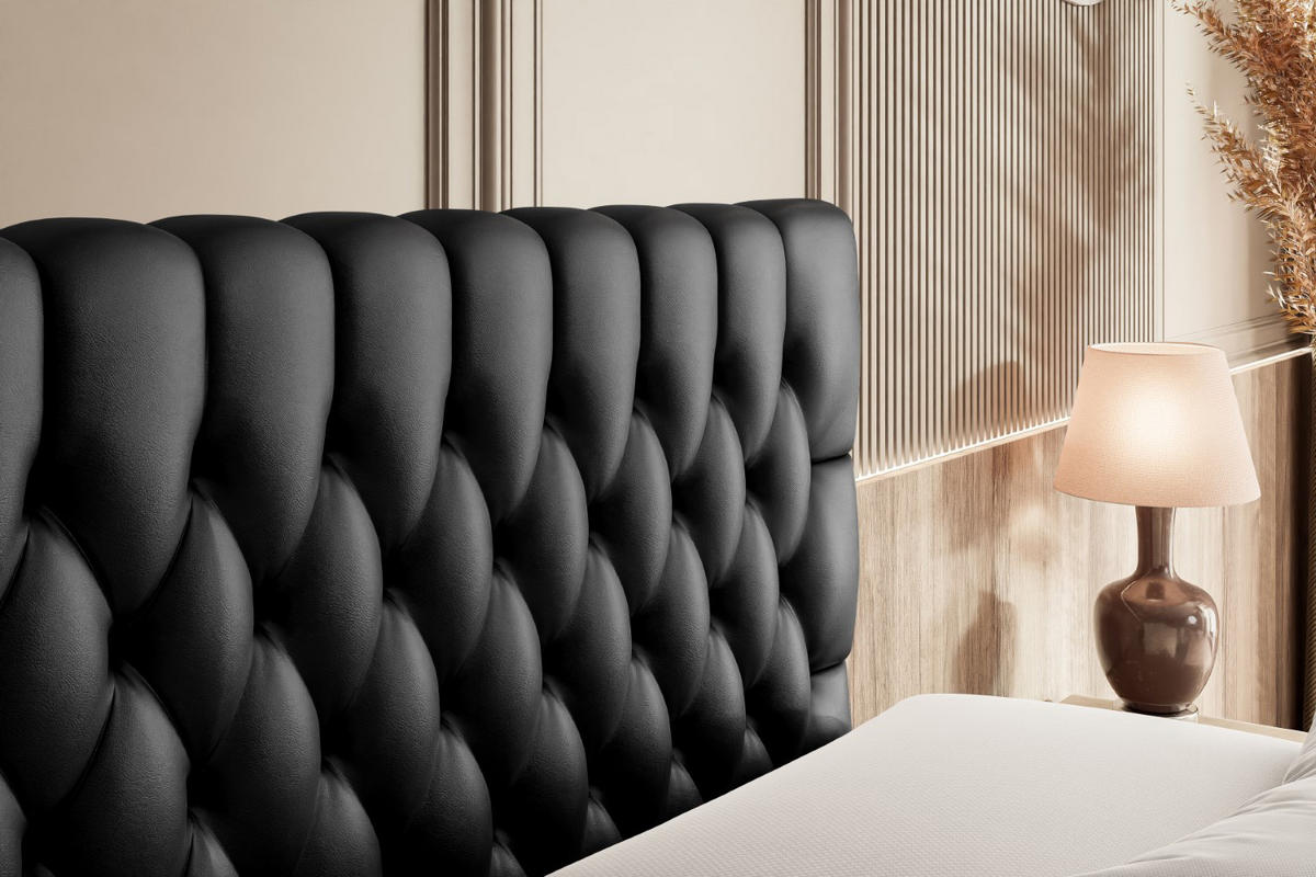 BOXSPRINGBETT SERENE-Z KING - 140 x 200 - H3/H4 - Schwarz Hochglanz - Schwarz Hochglanz, Holzwerkstoff (140/200cm) - ALTDECOR