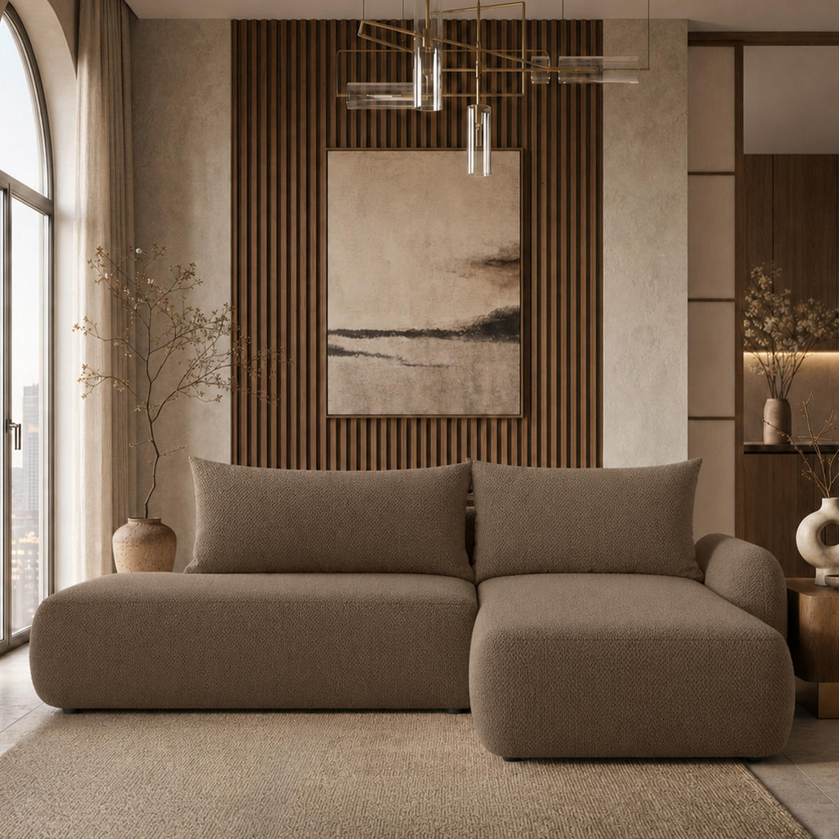 ECKSOFA Munduk I mit Schlaffunktion, Braun - Braun, Textil (302/184cm) - Fedve