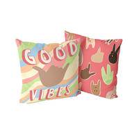 KISSENBEZUG dekorativ good vibes 50x50 cm (2er pack) mehrfarbig - Multicolor, Textil (50/50cm) - Happy Friday